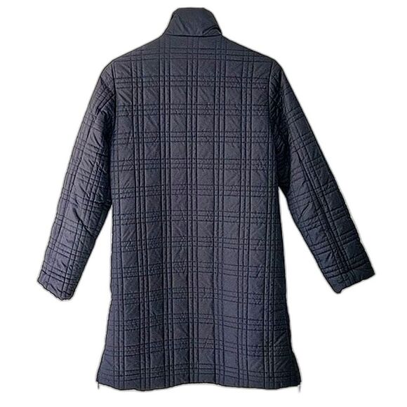 LEVI'S Black Plaid Quilted Long Puffer Coat Jacket size XS Neutral Warm Winter - Picture 6 of 16